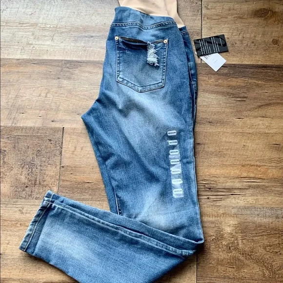 Wendy Bellissimo Destructed Skinny Maternity Jeans NWT Sz Medium - Picture 4 of 7
